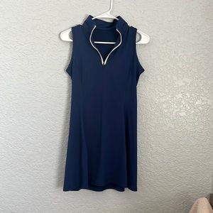 halara dark blue polo neck zipper sleeveless small